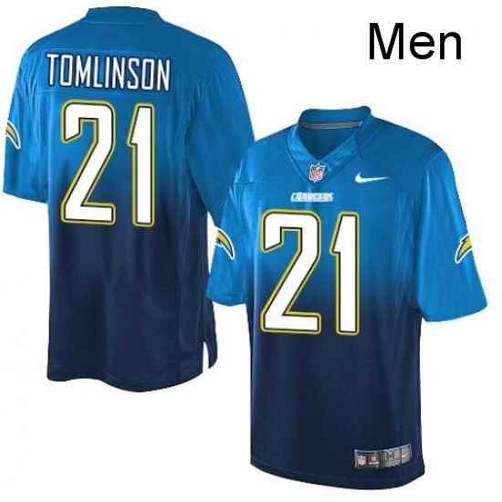 Men Nike Los Angeles Chargers 21 LaDainian Tomlinson Elite Electric BlueNavy Fadeaway NFL Jersey
